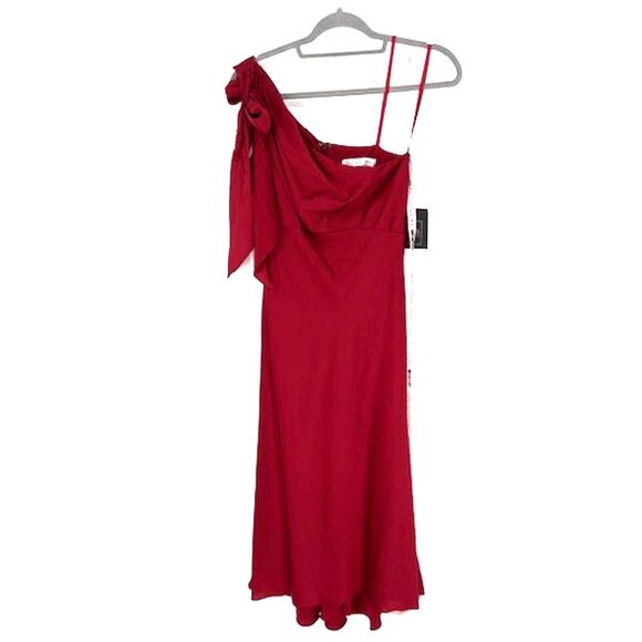 Mac Duggal Ethereal One-Shoulder High-Low Column Dress in Red – Size 0 NWT! - Picture 4 of 8